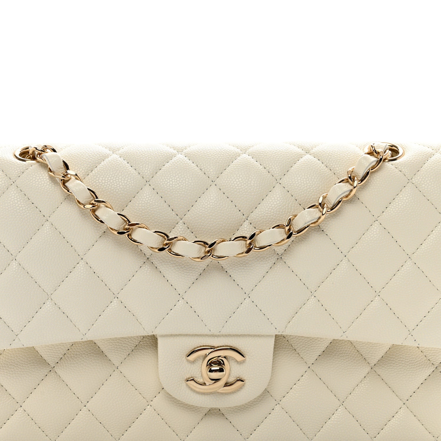 Chanel Caviar Quilted Medium Double Flap White 5 of 10