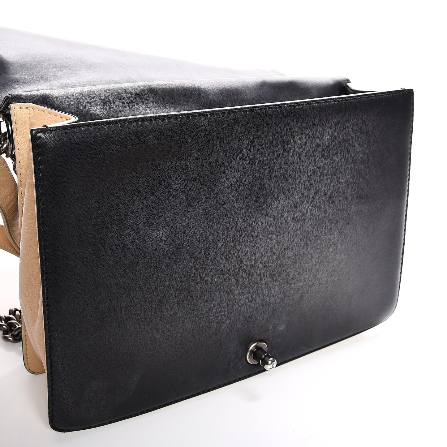 Lambskin Quilted Large Boy Flap Beige Black