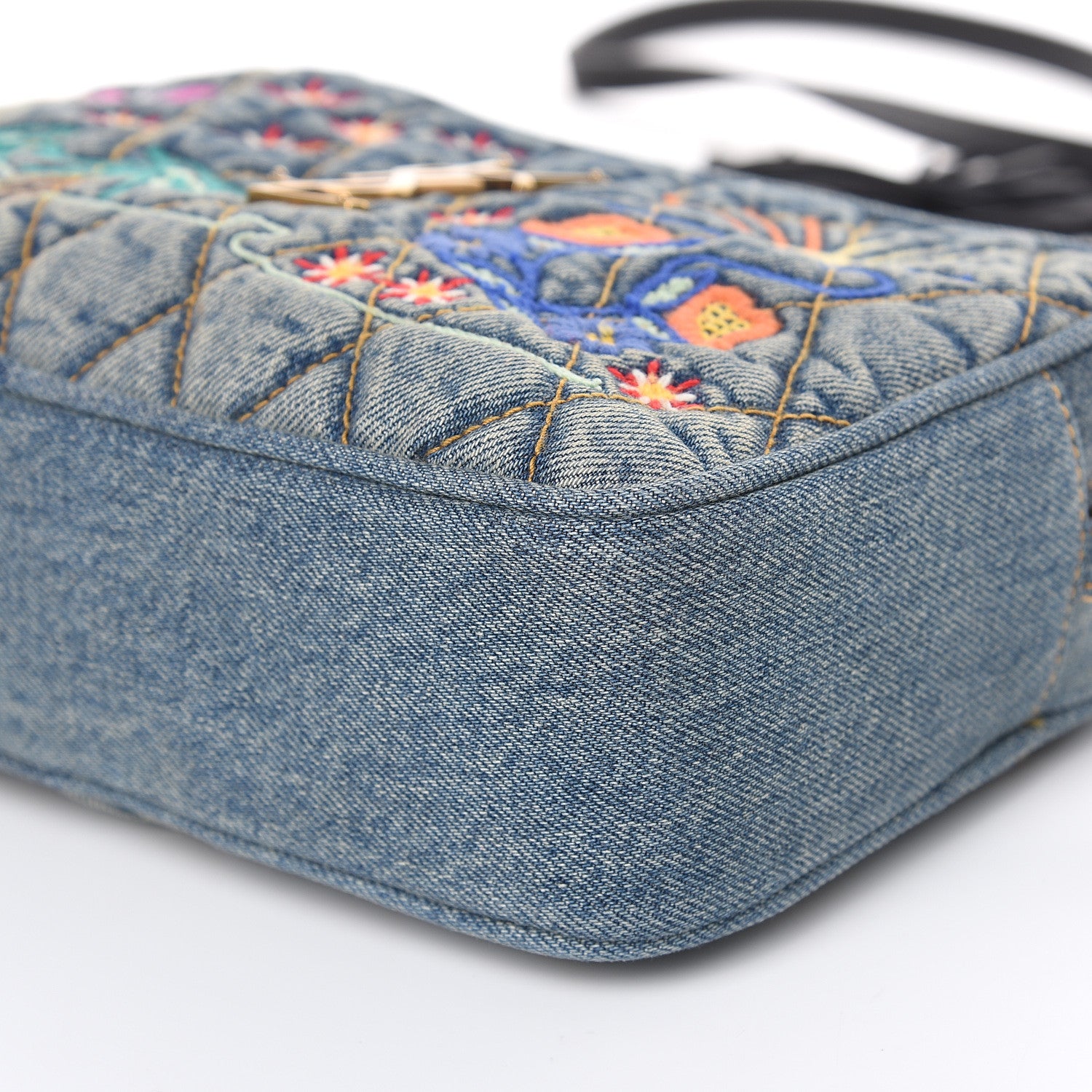 Saint Laurent Denim Matelasse Quilted Summer Embroidered Classic Monogram Camera Bag Blue 8 of 8