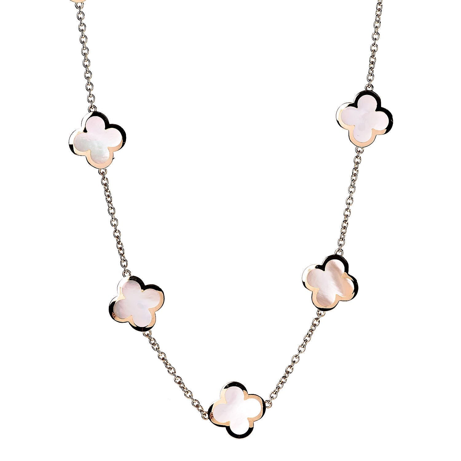 Van Cleef & Arpels 18K Yellow Gold Mother of Pearl 9 Motifs Pure Alhambra Pendant Necklace 1 of 5