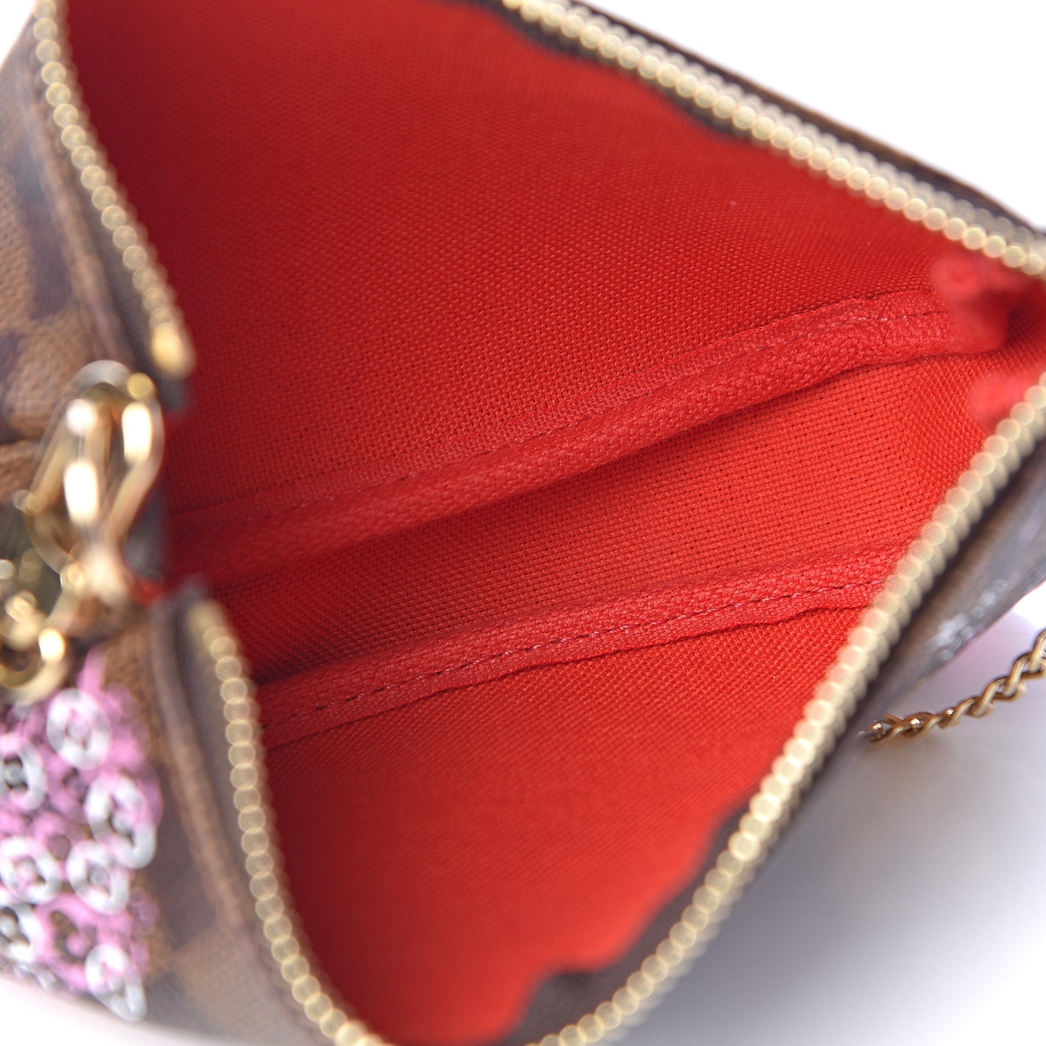 Louis Vuitton Damier Ebene 2019 Christmas Animation Mini Pochette Accessories Red 5 of 8
