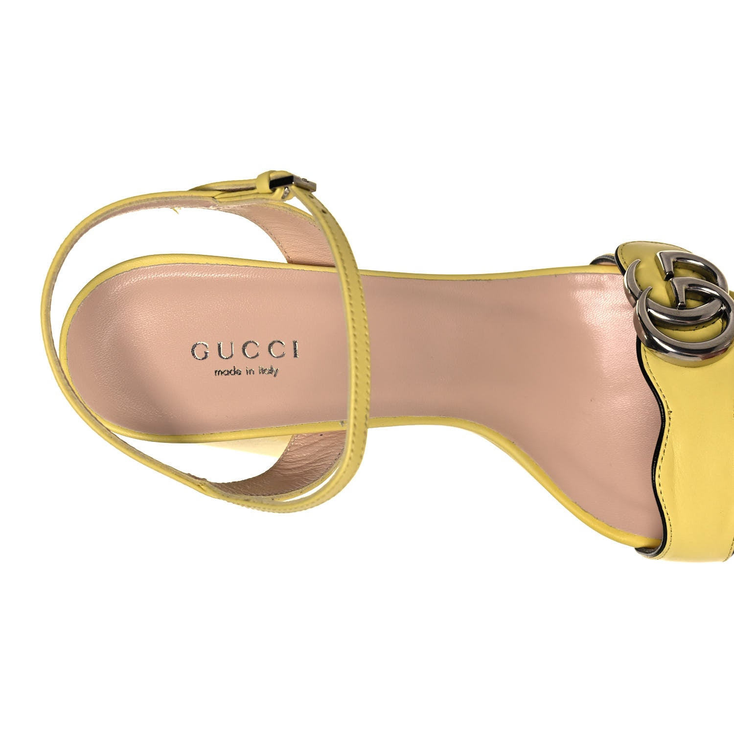 Gucci Calfskin GG Marmont Ankle Wrap 30/115mm Platform Sandals 39.5 Banana 7 of 8