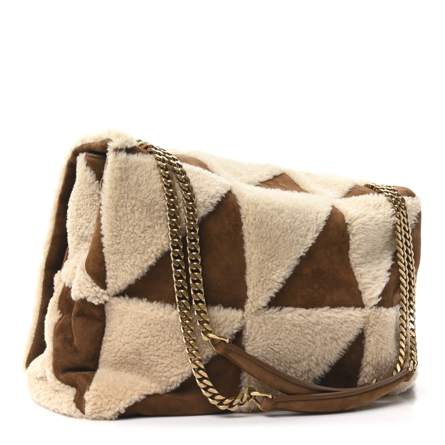 Suede Shearling Patchwork Monogram Giant Jamie Brown Beige