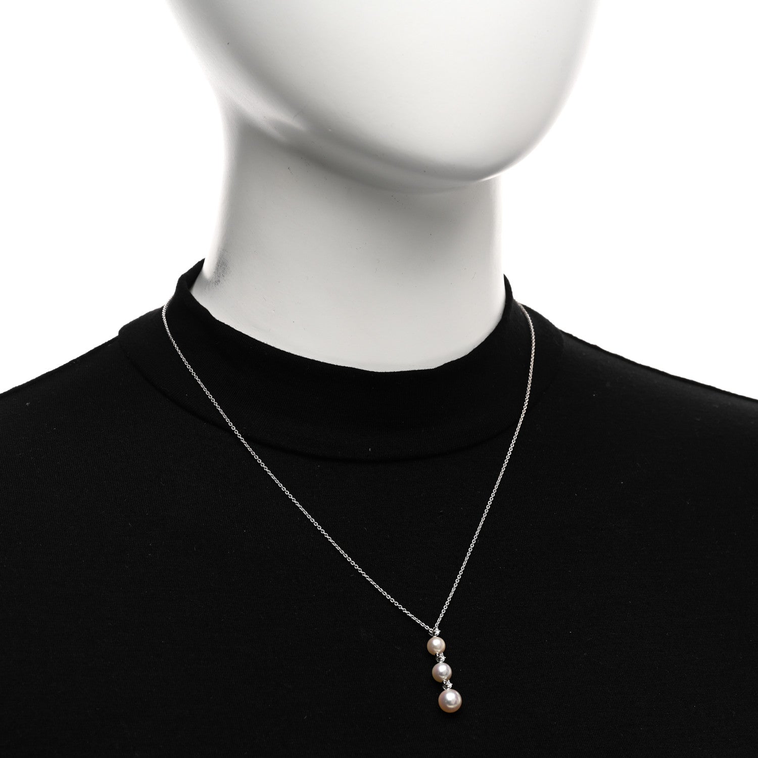 Mikimoto 18K White Gold Diamond Akoya Pearl 5.5-7mm Drop Pendant Necklace 2 of 4