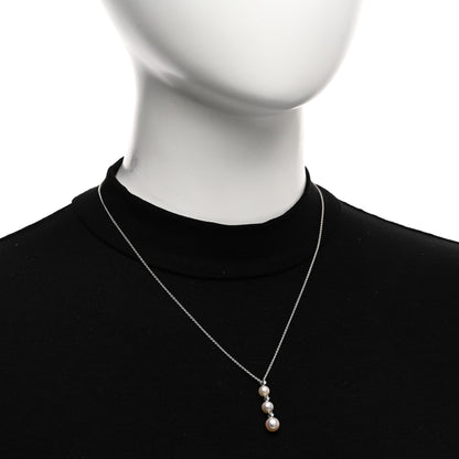 Mikimoto 18K White Gold Diamond Akoya Pearl 5.5-7mm Drop Pendant Necklace 2 of 4