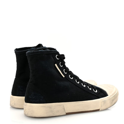 Balenciaga Canvas Distressed Womens Paris High Top Sneakers 38 Black 5 of 9