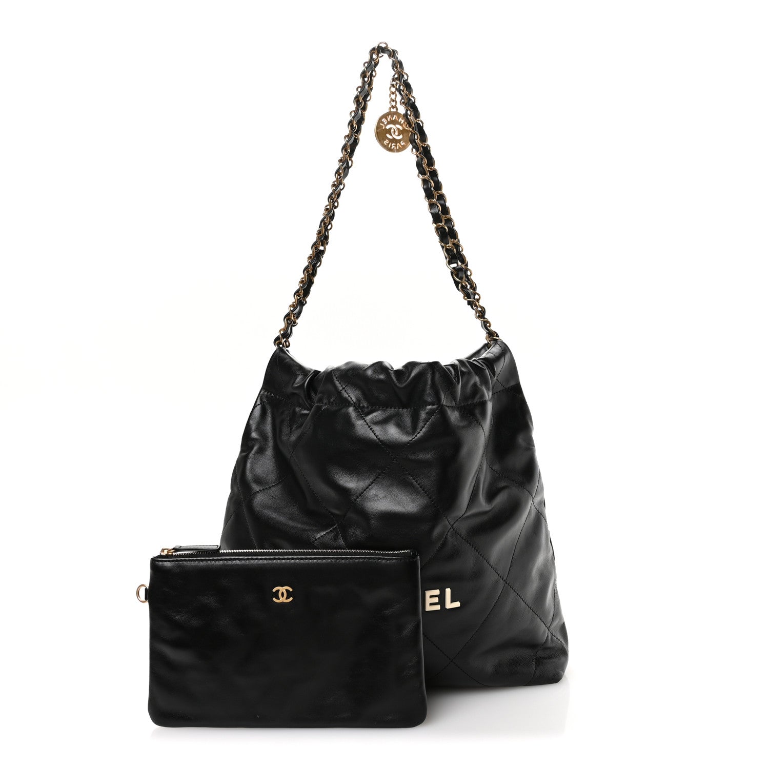 Chanel Shiny Calfskin Quilted Small Chanel 22 Black 3 of 11