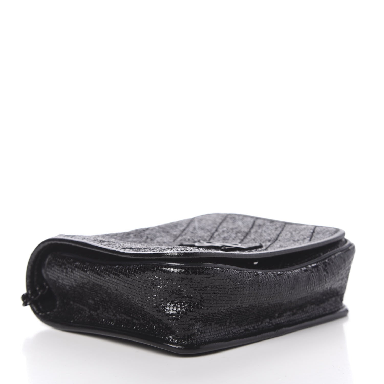 Saint Laurent Metallic Cracked Calfskin Monogram Niki Chain Wallet Black 5 of 10