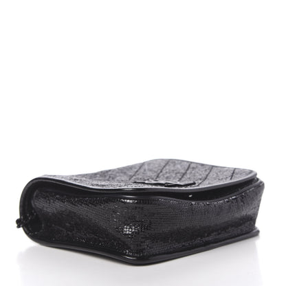 Saint Laurent Metallic Cracked Calfskin Monogram Niki Chain Wallet Black 5 of 10