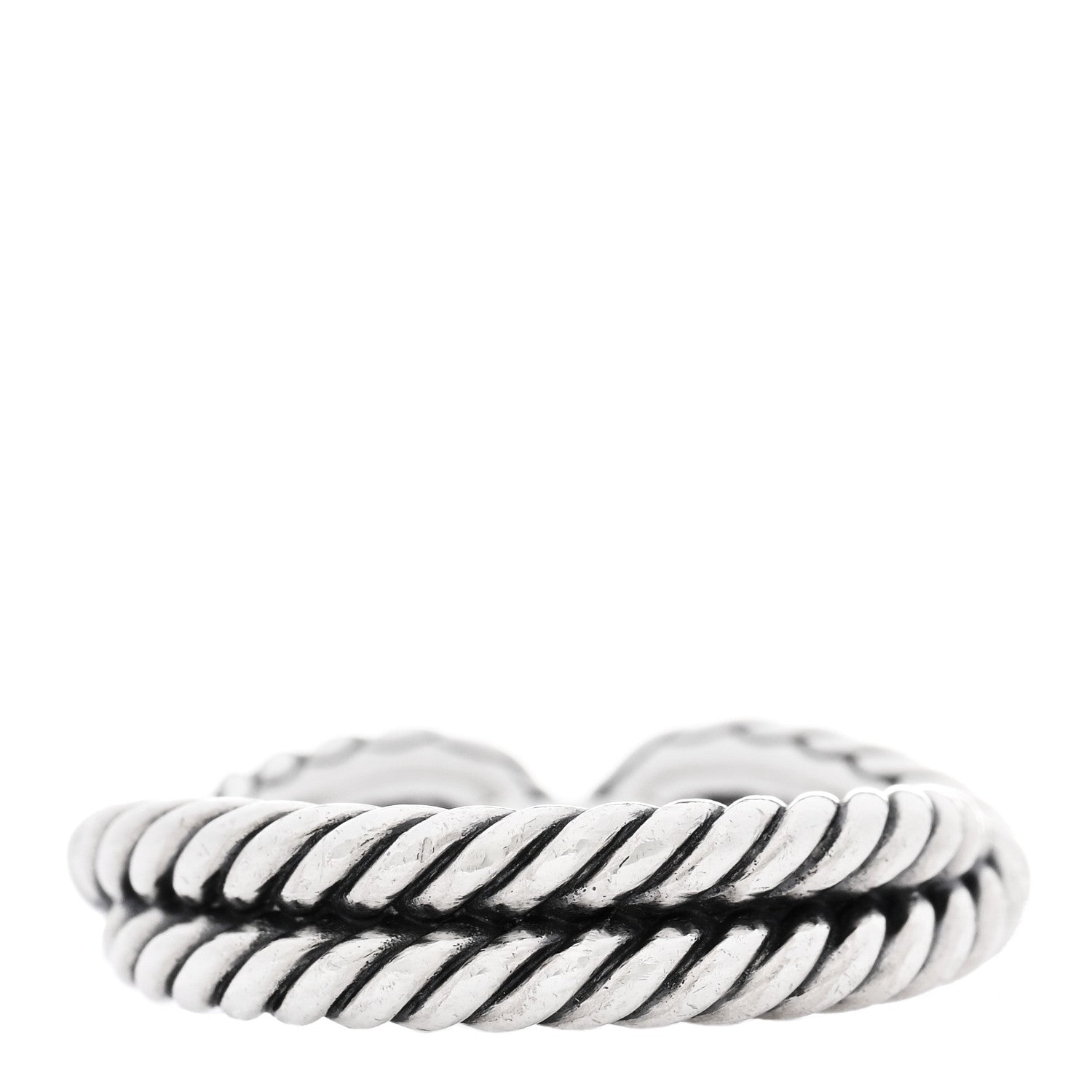 David Yurman Sterling Silver Diamond Cable Loop Band Ring 54 7 3 of 5