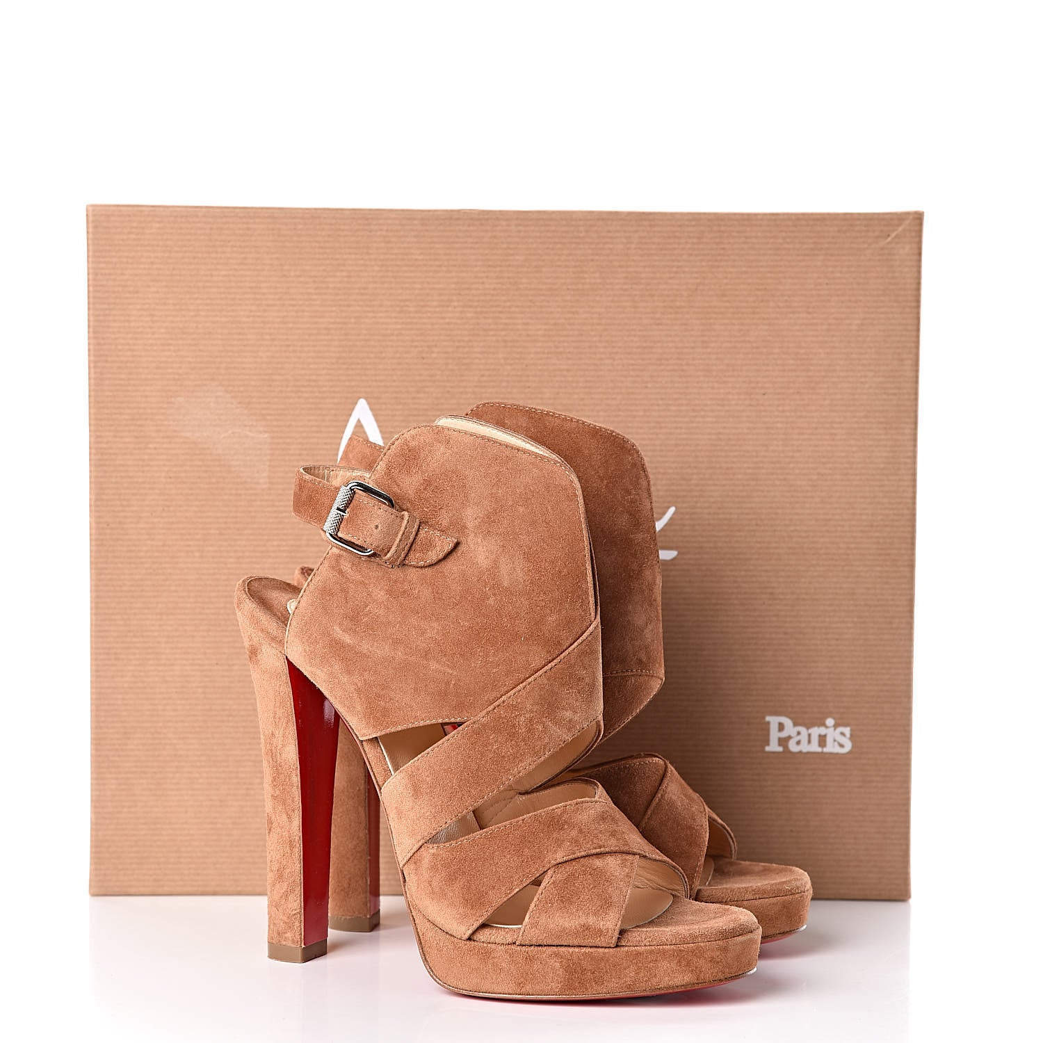 Christian Louboutin Suede Apron Lili 120 Pumps 36 Noisette 9 of 9