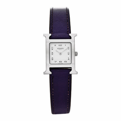 Hermes Stainless Steel Swift 21mm Heure H Hour Quartz Watch Iris 1 of 5