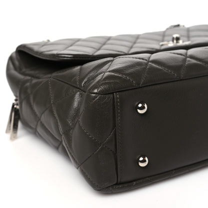 Chanel Lambskin Quilted Bowler Flap Shoulder Bag Khaki 8 of 9