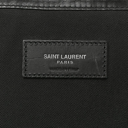 Saint Laurent Canvas Signature Embroidered City Backpack Black 6 of 11