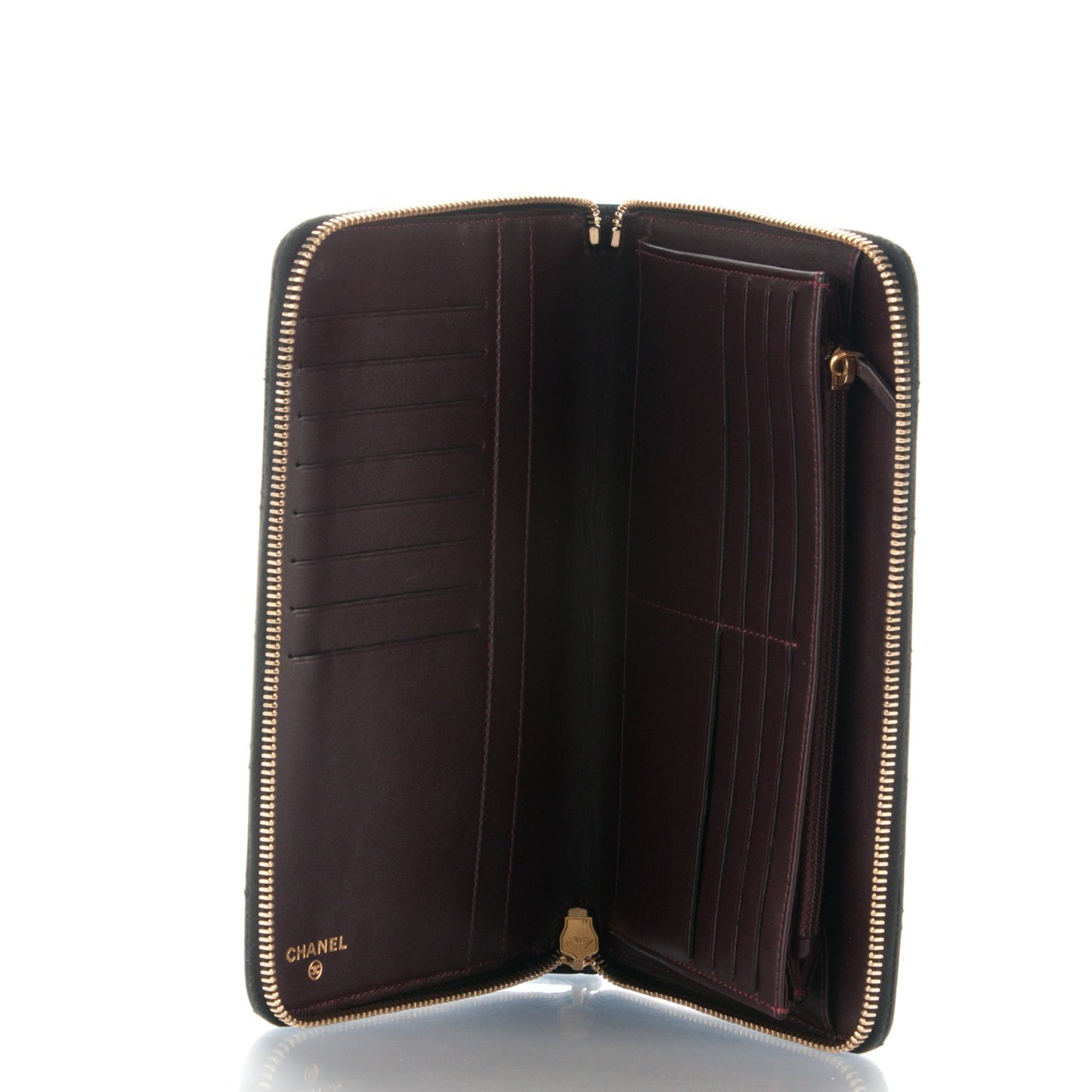 Caviar Quilted Large Zip Around Organizer Wallet Black