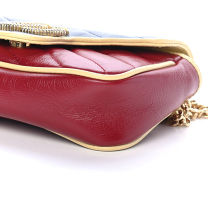 Gucci Azalea Calfskin Matelasse Diagonal Super Mini Torchon GG Marmont Shoulder Bag Blue Agata New Cherry Red Butter 9 of 9