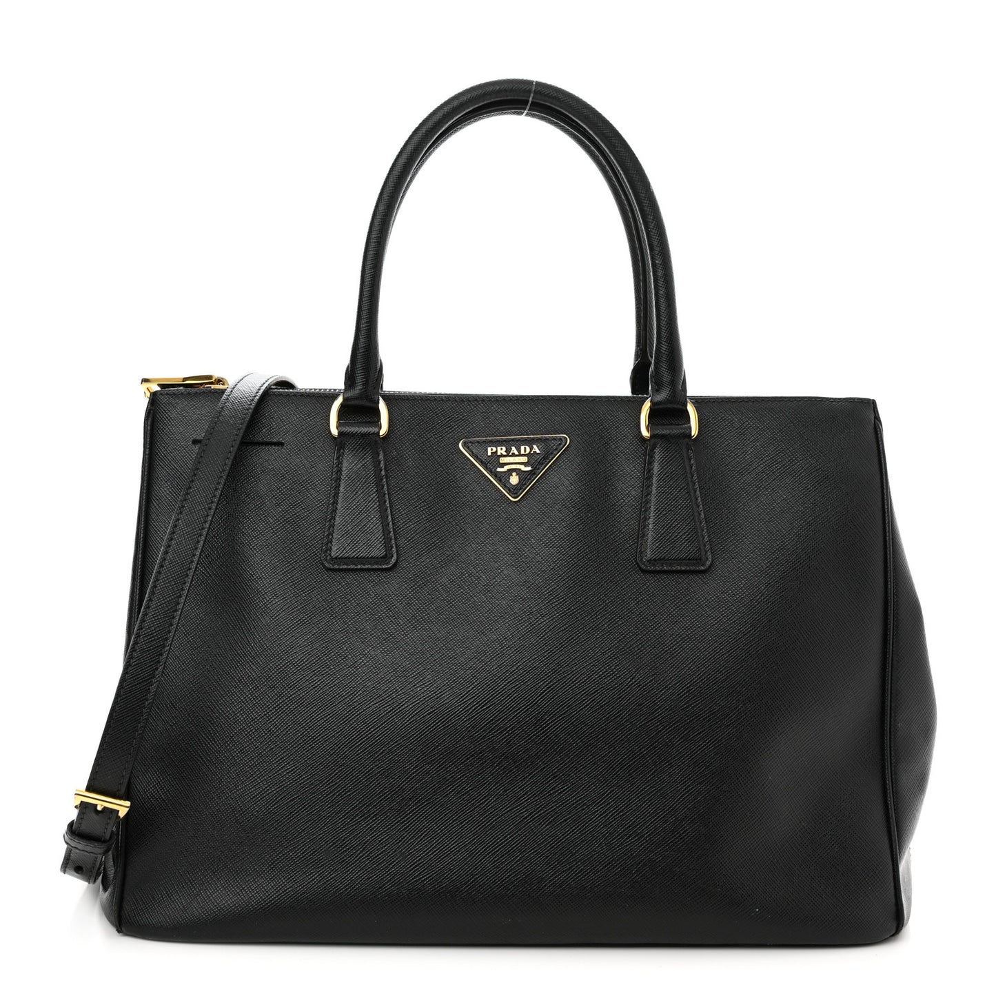 Saffiano Large Galleria Double Zip Tote Black