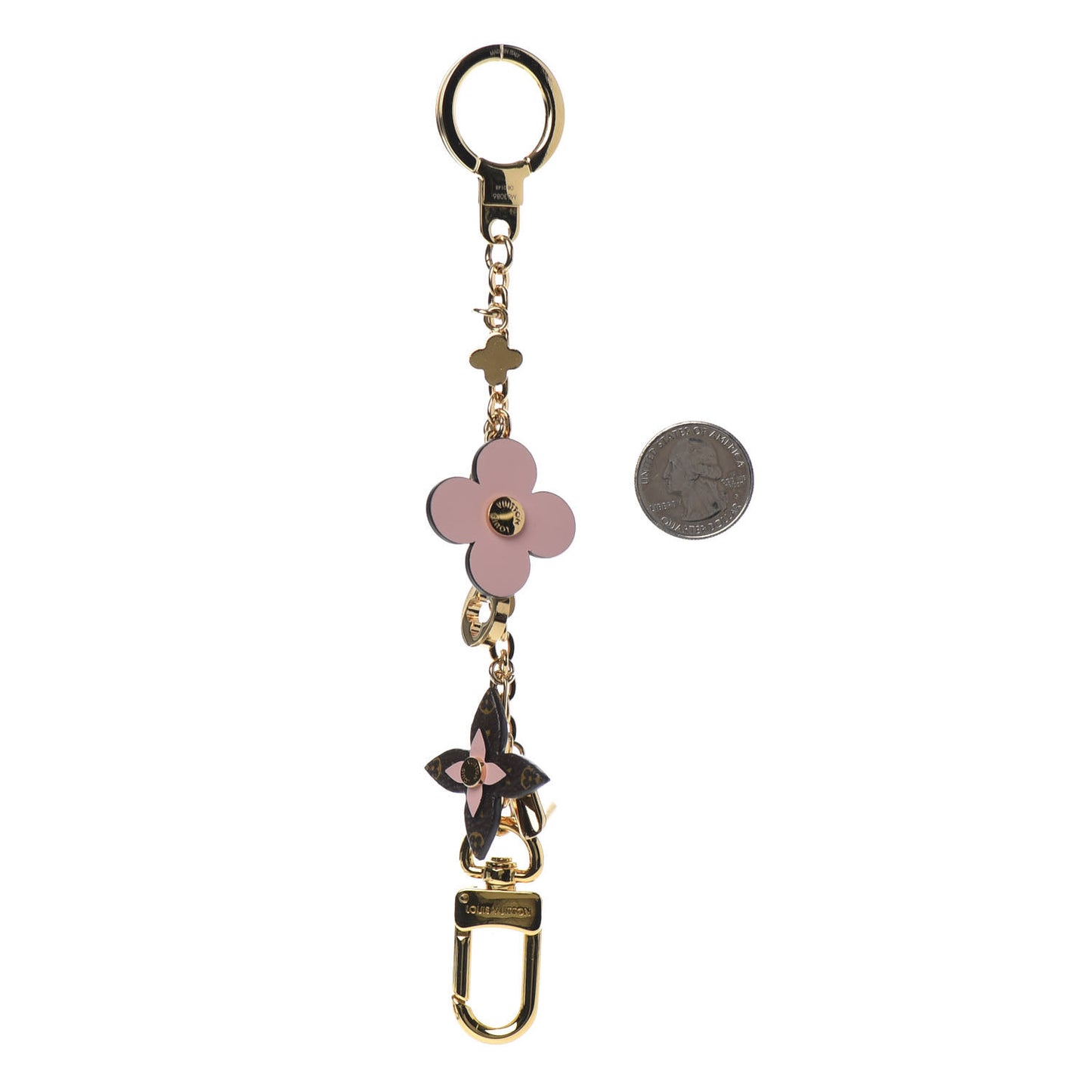 Brass Monogram Blooming Flowers Bag Charm Key Holder Rose Ballerine