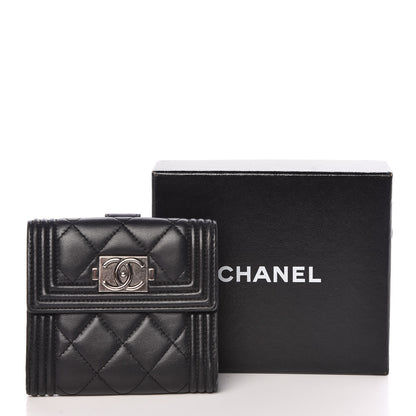 Chanel Lambskin Quilted Compact Boy Wallet Black 10 of 10
