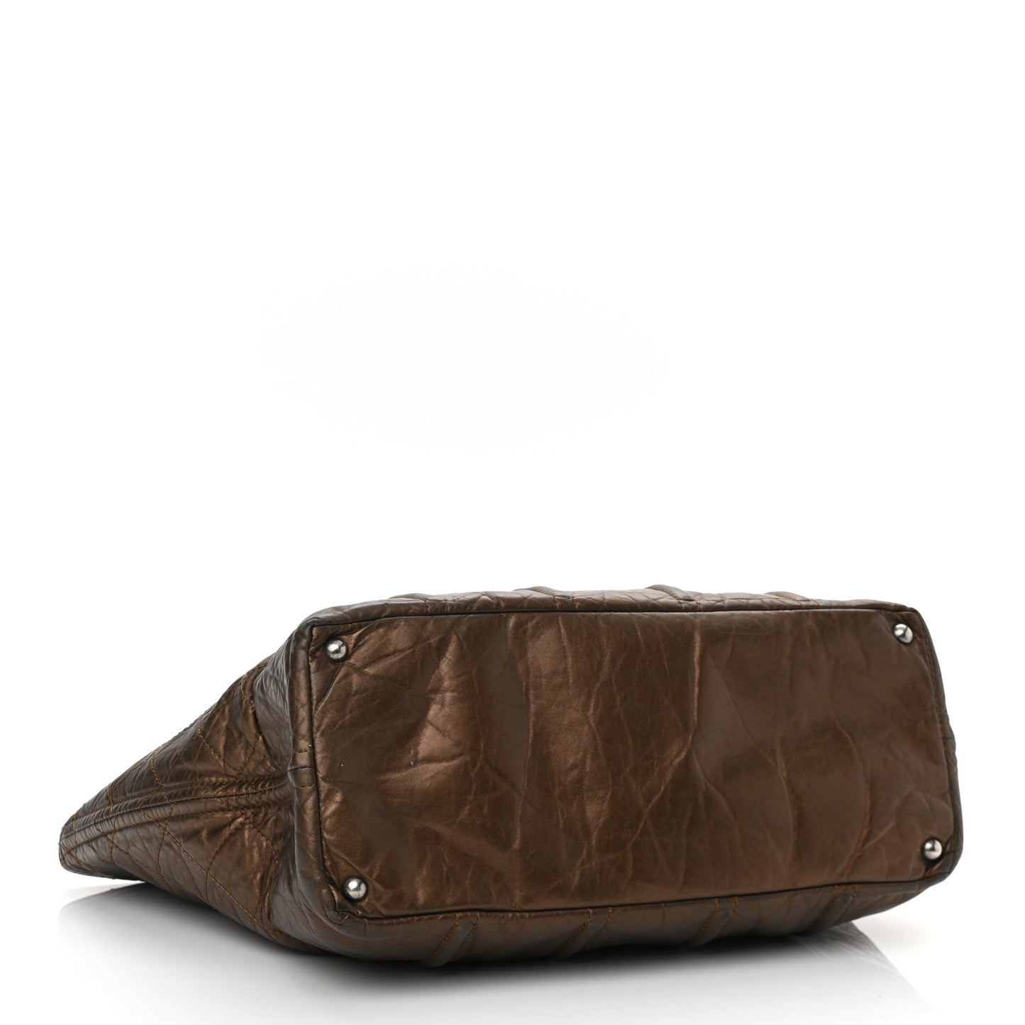 Metallic Aged Calfskin Large Shopping In Moscow Tote Bronze