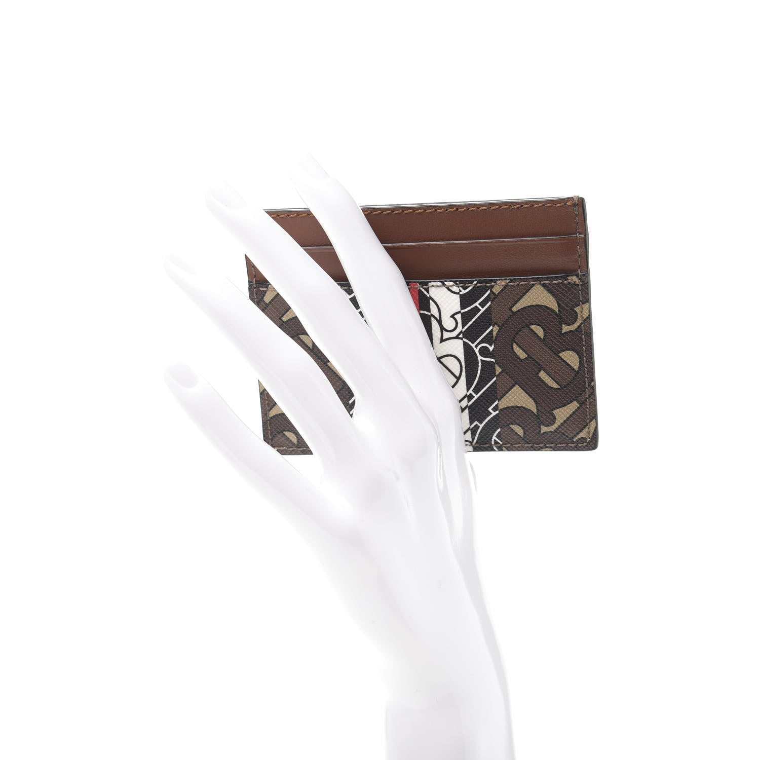 Burberry E-Canvas Monogram Stripe Card Case Bridle Brown 2 of 8