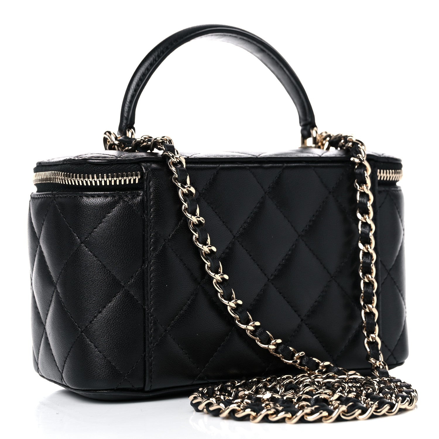 Chanel Lambskin Quilted Small Top Handle Vanity Case With Chain Black 3 of 9