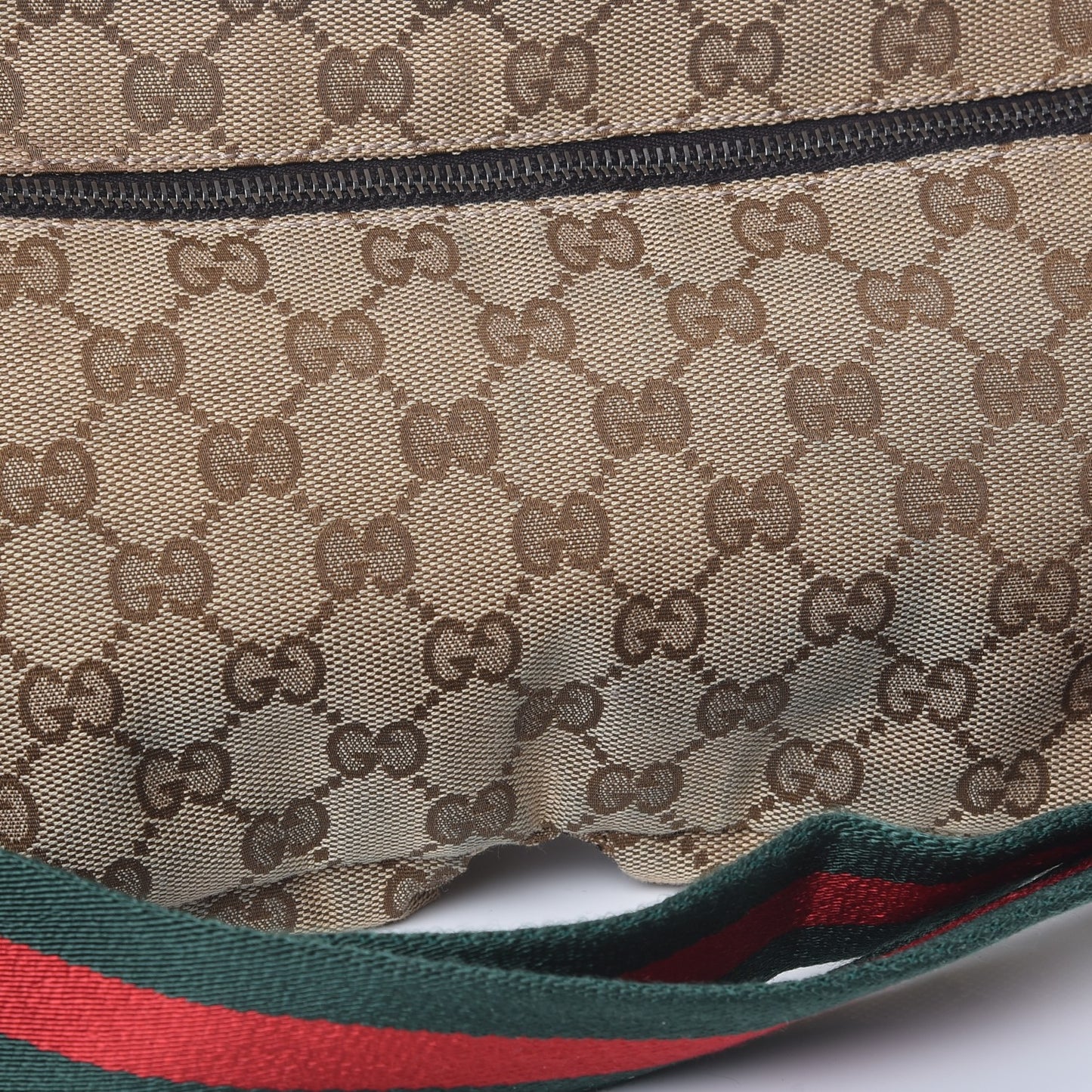 GG Monogram Double Pocket Belt Bag Dark Brown