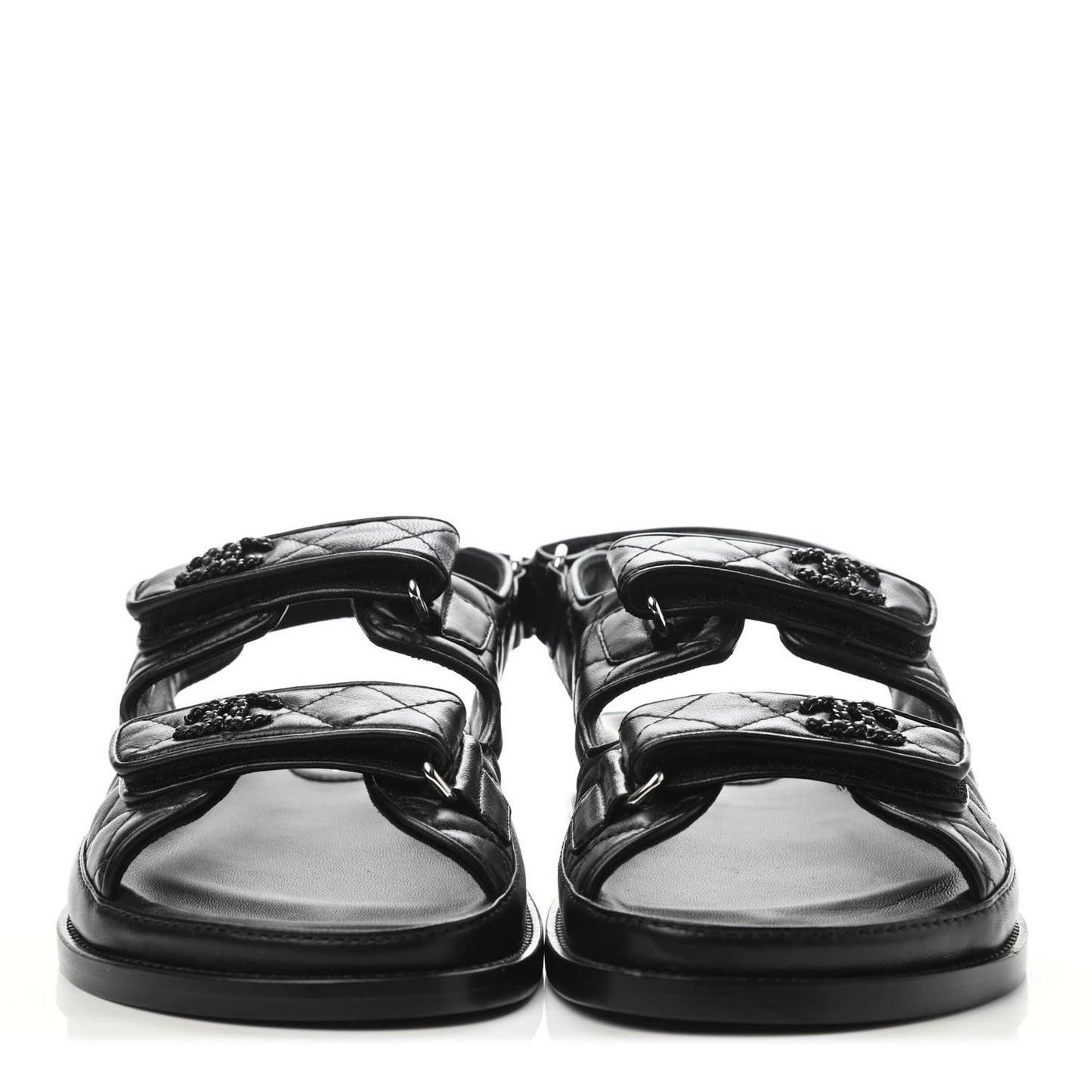 Lambskin Velcro Dad Sandals 39 Black