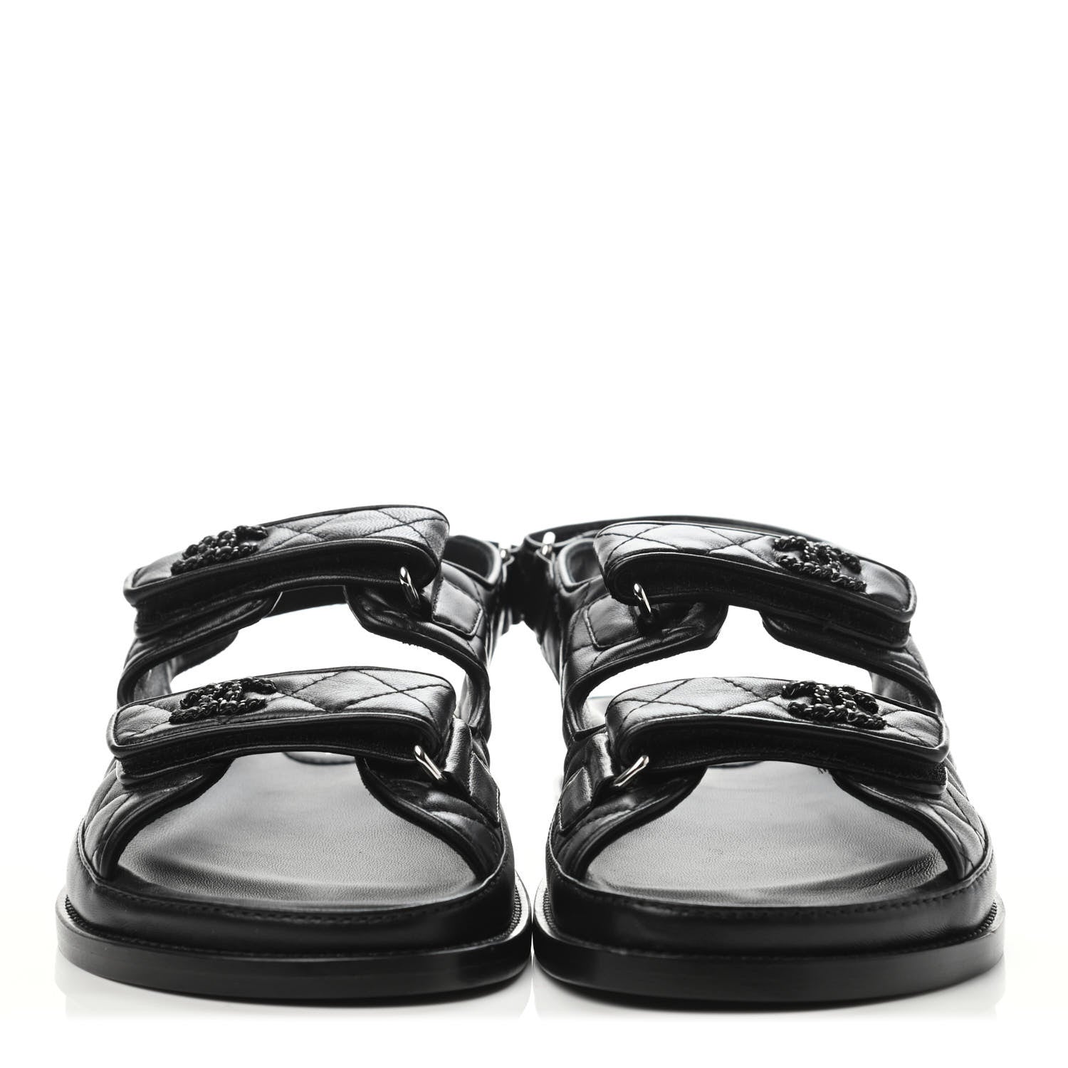 Chanel Lambskin Velcro Dad Sandals 39 Black 2 of 4
