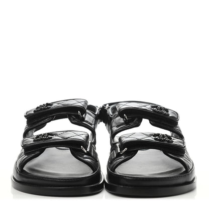 Chanel Lambskin Velcro Dad Sandals 39 Black 2 of 4