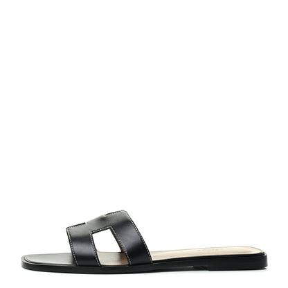 Hermes Box Calfskin Oran Sandals 41 Black 1 of 8