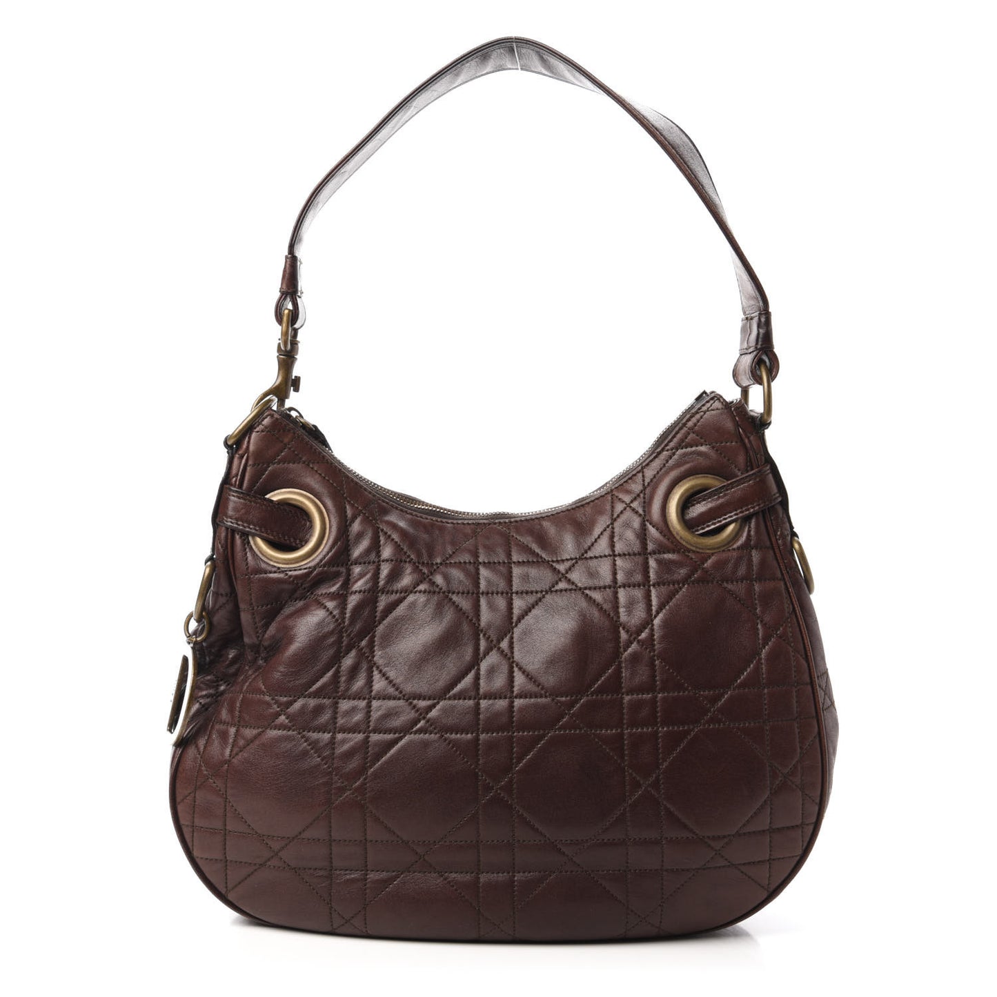 Lambskin Cannage Medium Hobo Dark Brown