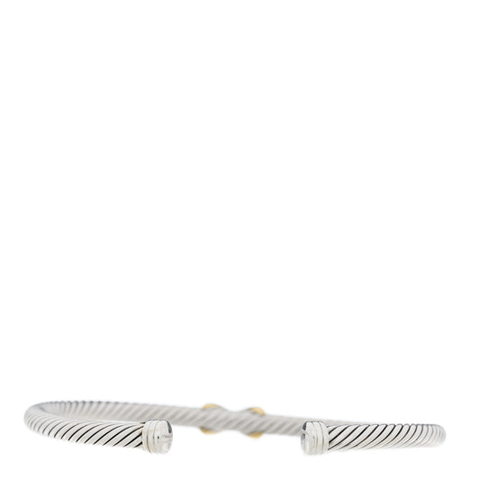 Sterling Silver 18K Yellow Gold 4mm X Station Cable Bracelet