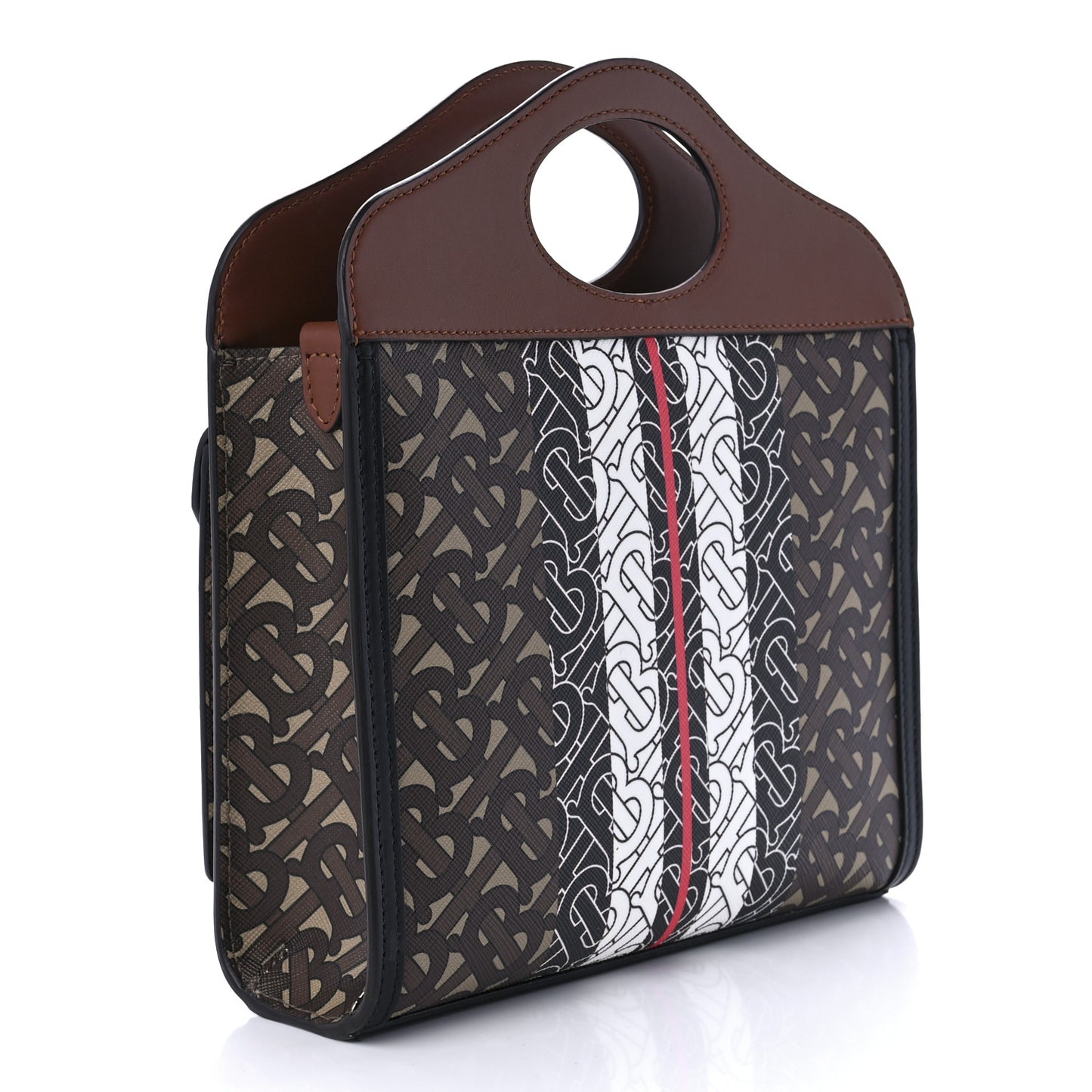 E-Canvas Monogram Stripe Mini Pocket Bag Bridle Brown