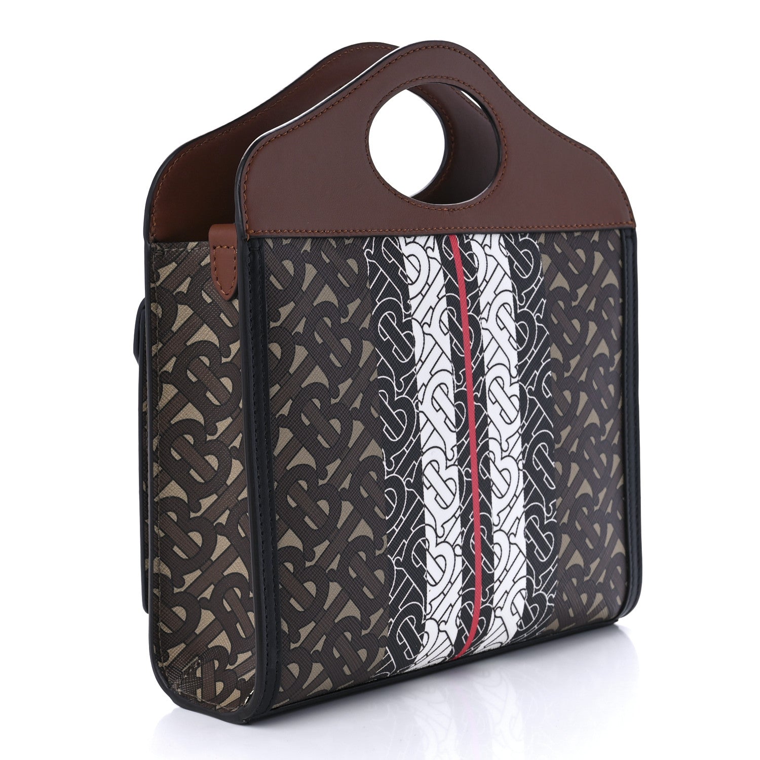 Burberry E-Canvas Monogram Stripe Mini Pocket Bag Bridle Brown 2 of 8