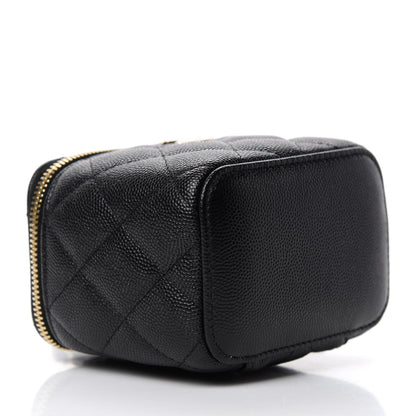 Chanel Caviar Quilted Mini Pearl On Top Vanity Case With Chain Black 4 of 11