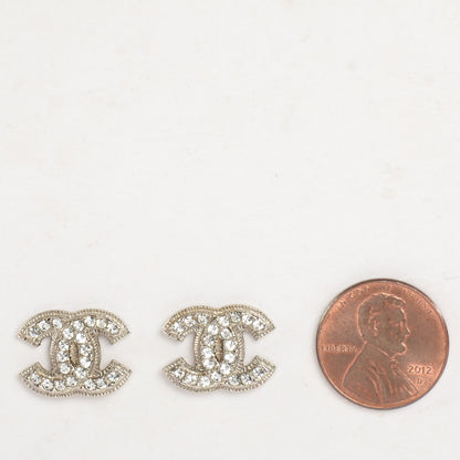 Chanel Crystal CC Earrings Silver 2 of 6