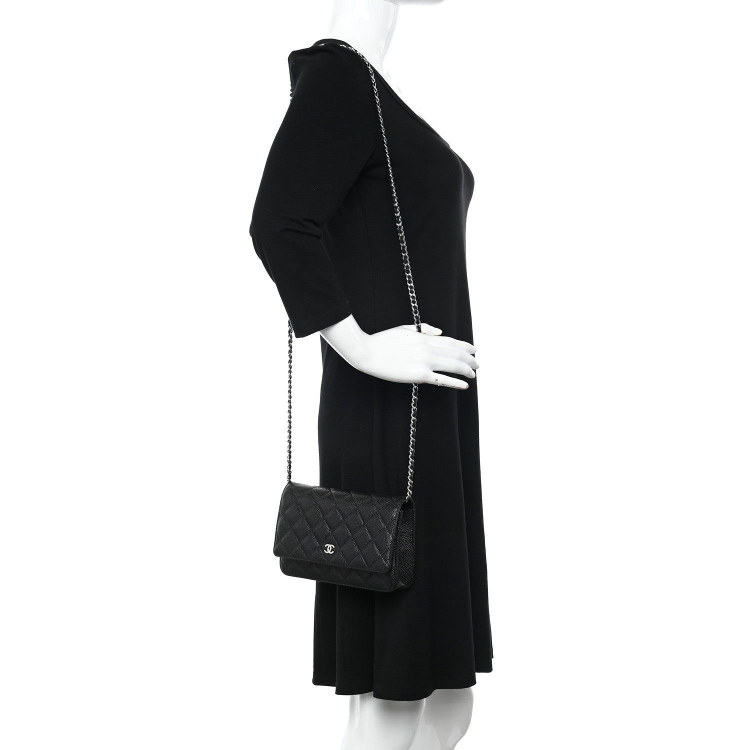 Chanel Caviar Quilted Wallet on Chain WOC Black 2 of 12