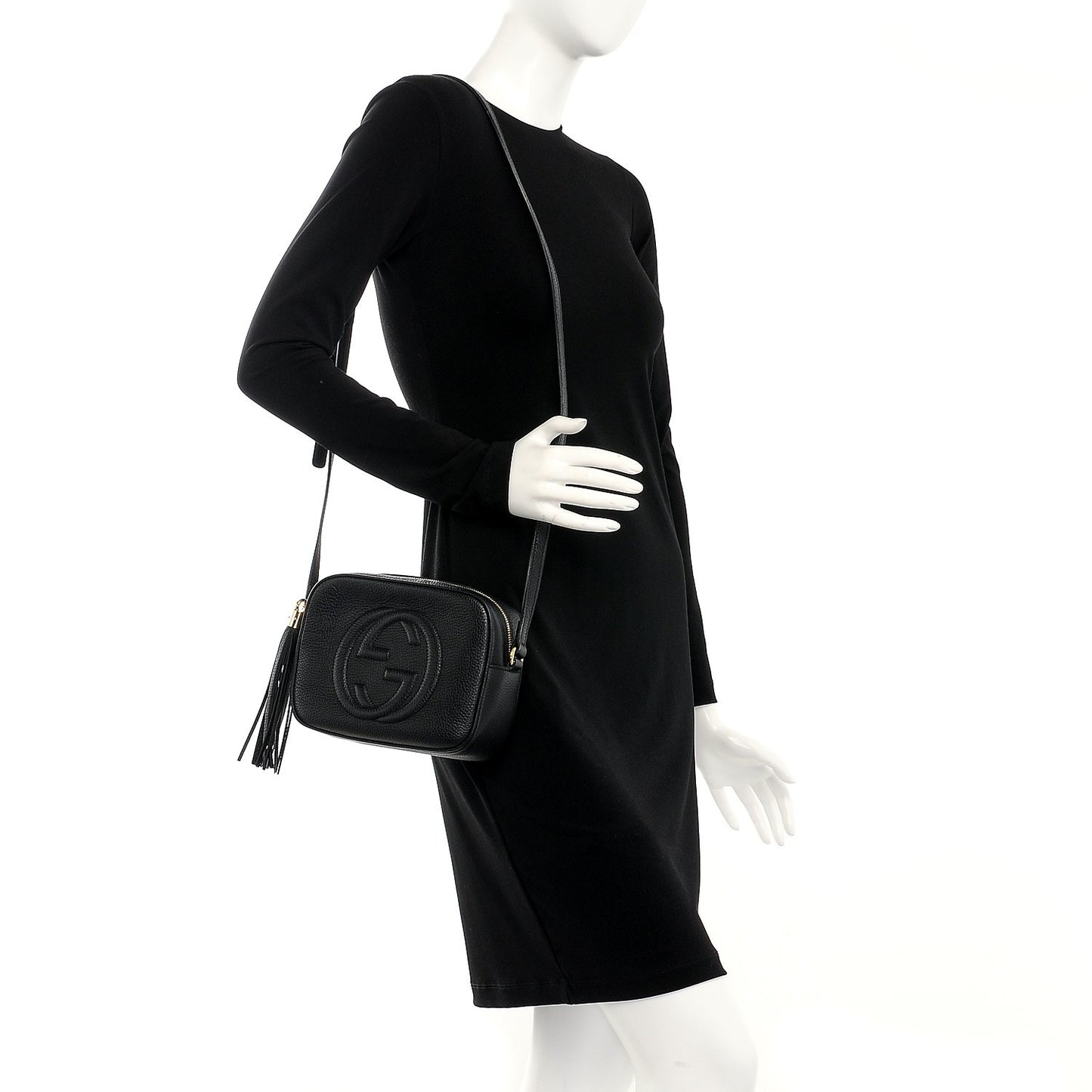 Pebbled Calfskin Small Soho Disco Bag Black
