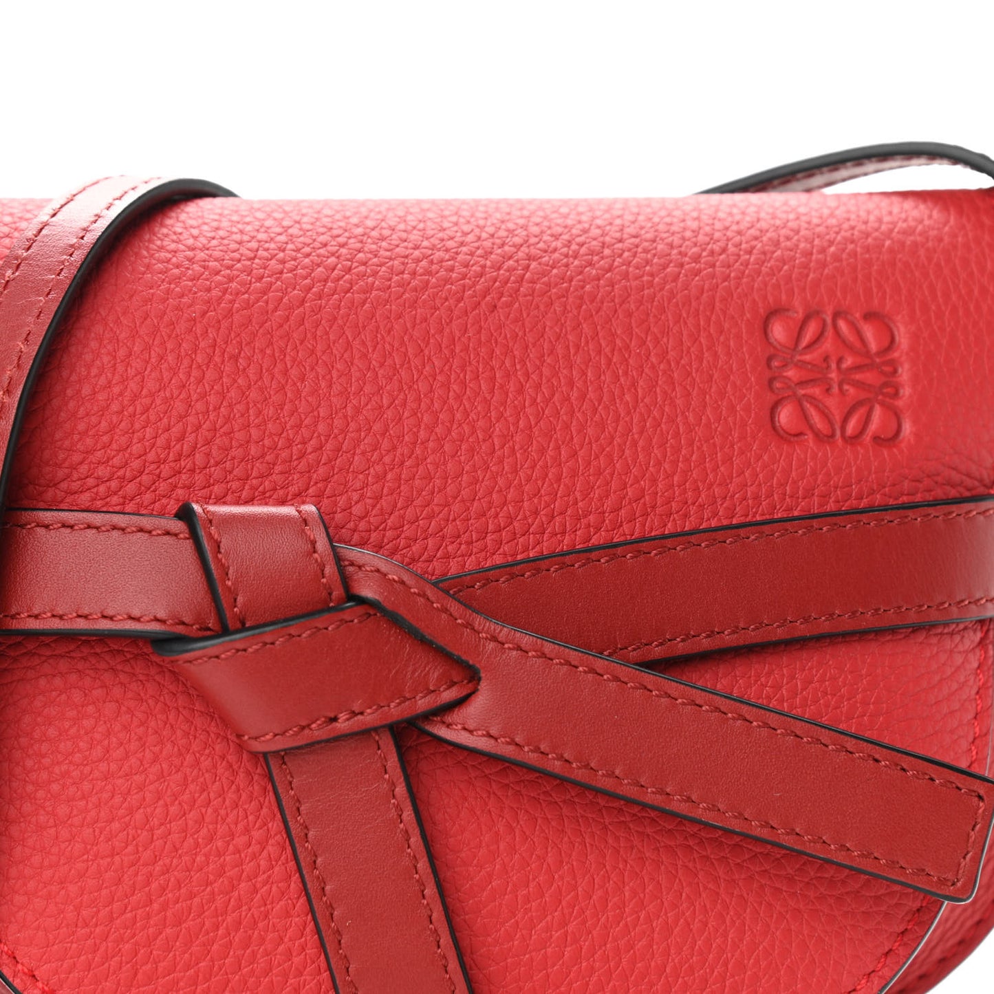 Grained Calfskin Mini Gate Crossbody Bag Scarlet Burnt Red