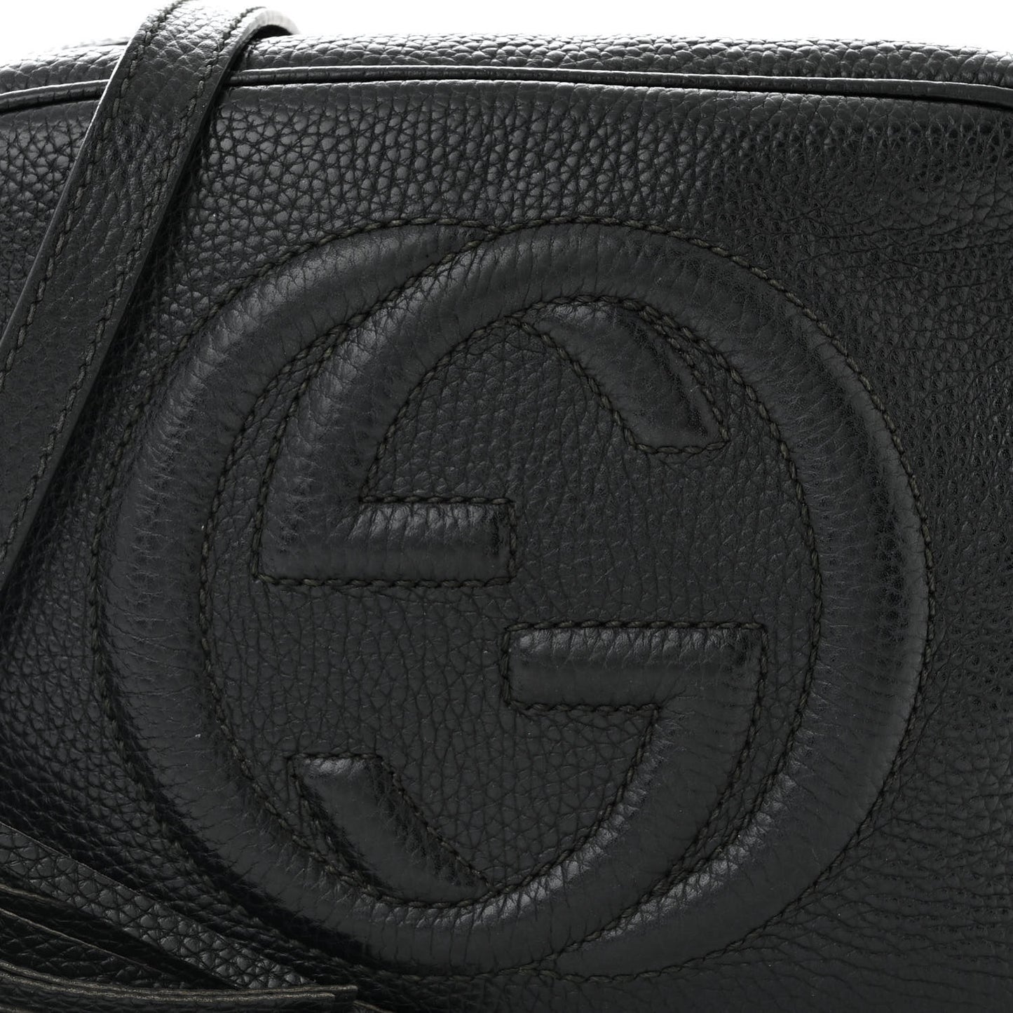 Pebbled Calfskin Small Soho Disco Bag Black