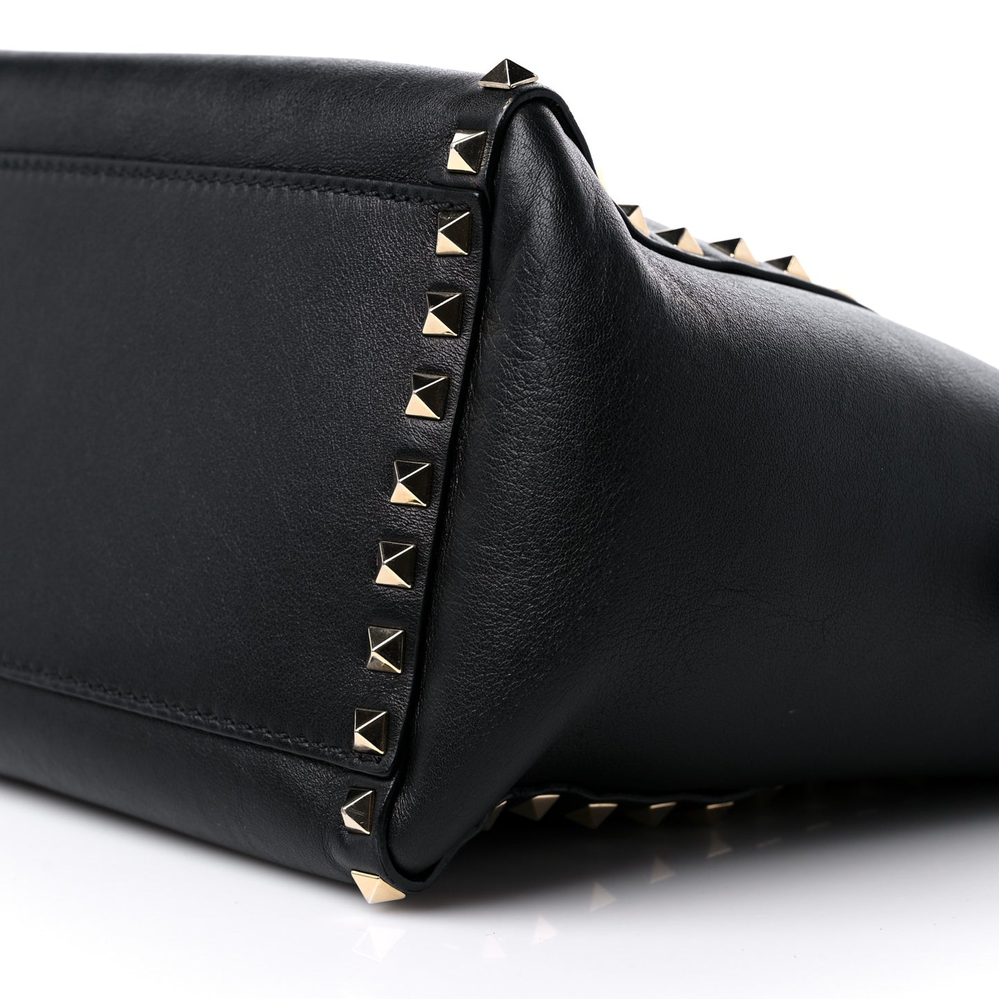 Vitello Rockstud Double Handle Tote Black