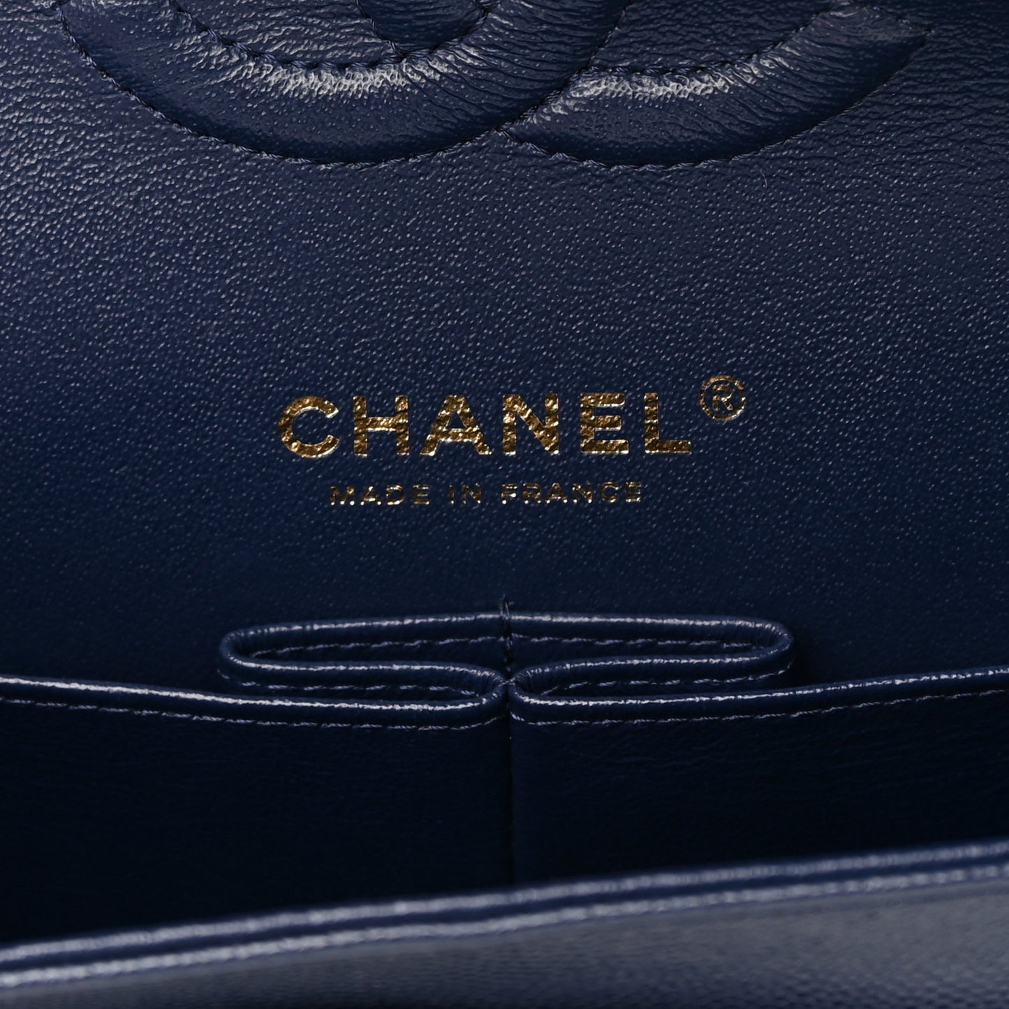 Caviar Quilted Medium Double Flap Navy