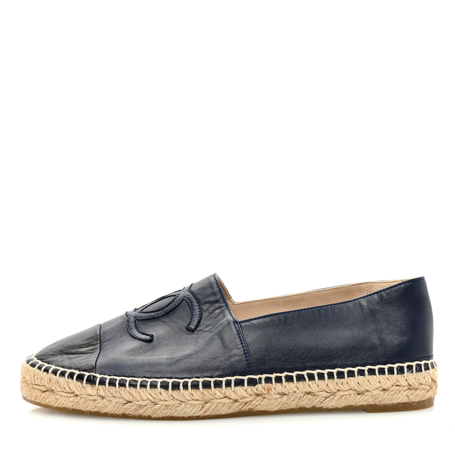 Chanel Lambskin CC Espadrilles 40 Navy Black 1 of 8