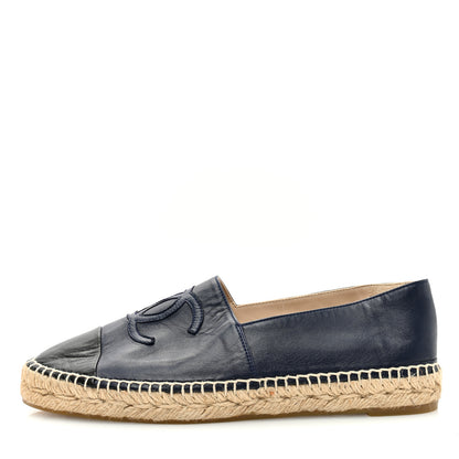 Chanel Lambskin CC Espadrilles 40 Navy Black 1 of 8