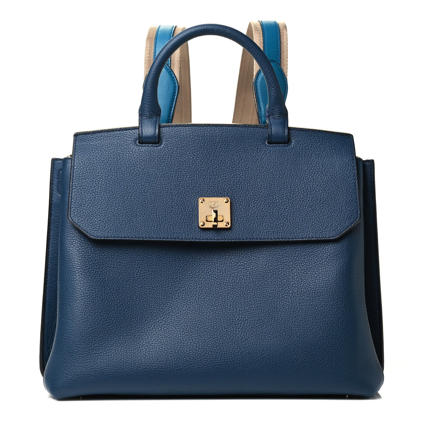 Grained Calfskin Large Milla Convertible Backpack Navy