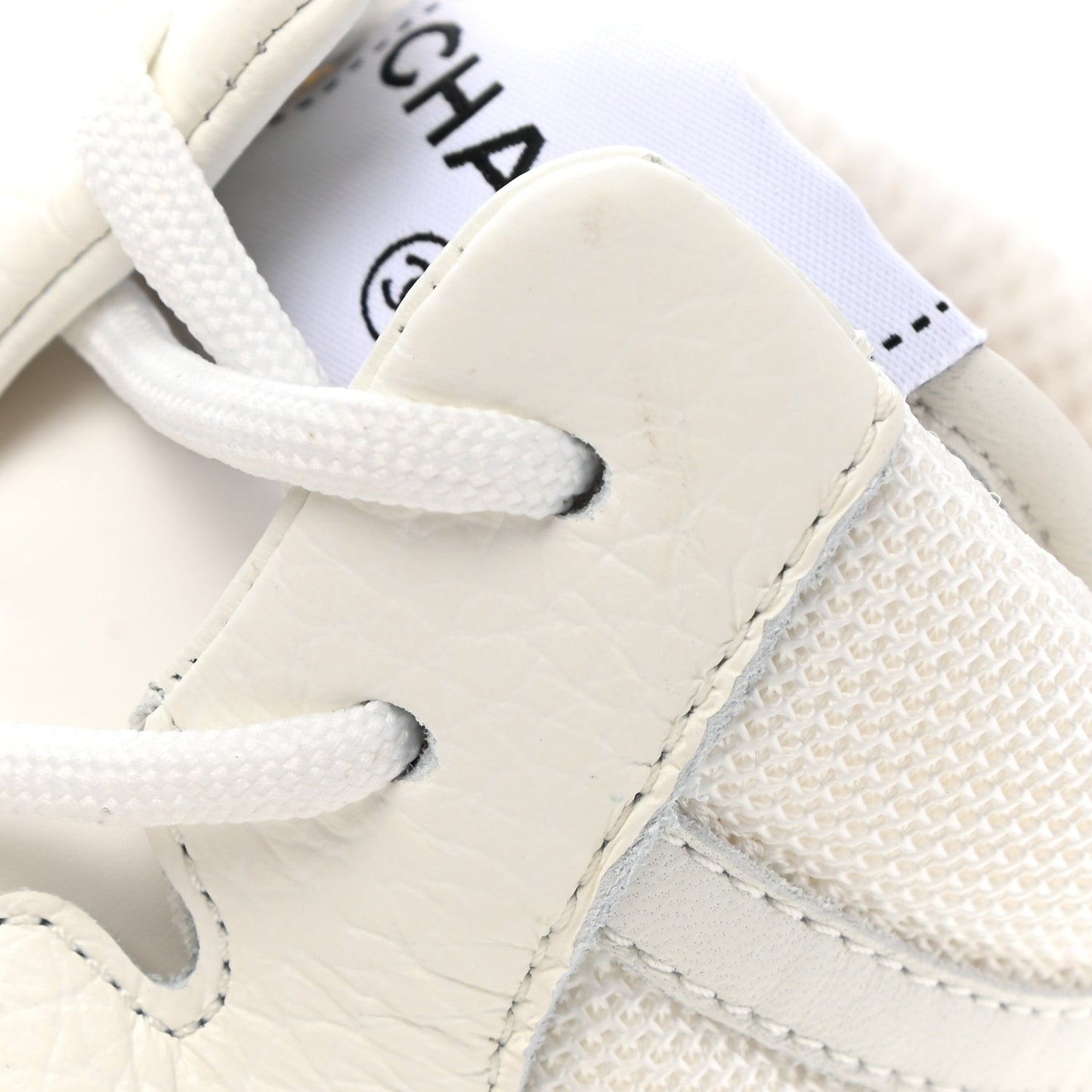 Suede Fabric Grained Calfskin Womens CC High Top Sneakers 40.5 White