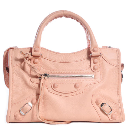 Balenciaga Matte Goatskin Rubber Covered Classic Hardware Mini City Rose Poudre 1 of 9