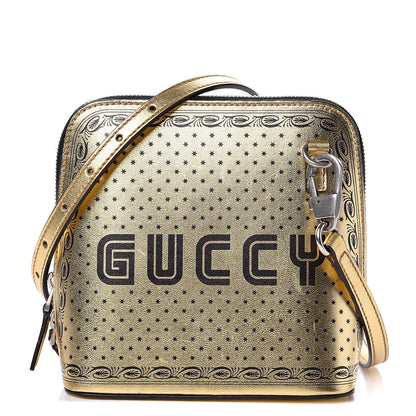 Gucci X SEGA Calfskin GUCCY Stars Mini Dome Shoulder Bag Gold 1 of 11