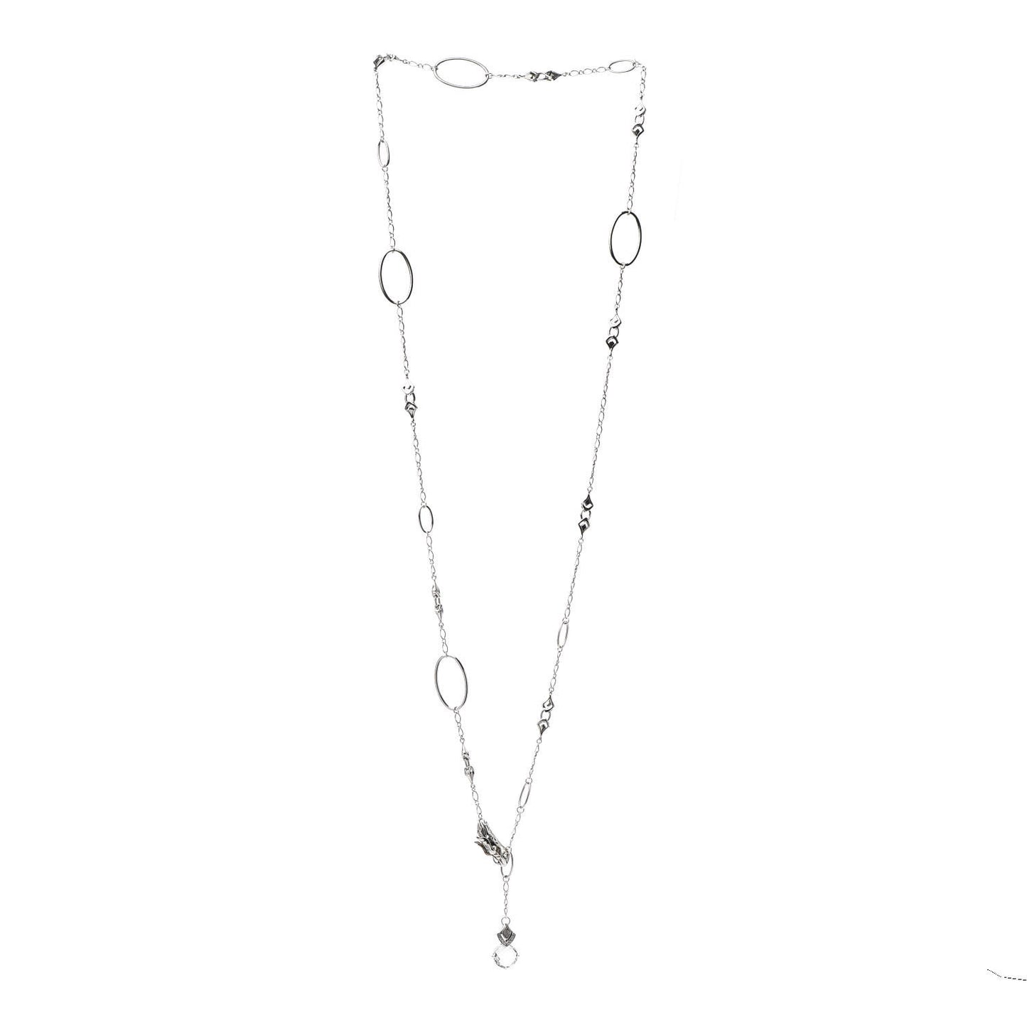 Sterling Silver White Topaz Sapphire Legends Naga Lariat Necklace